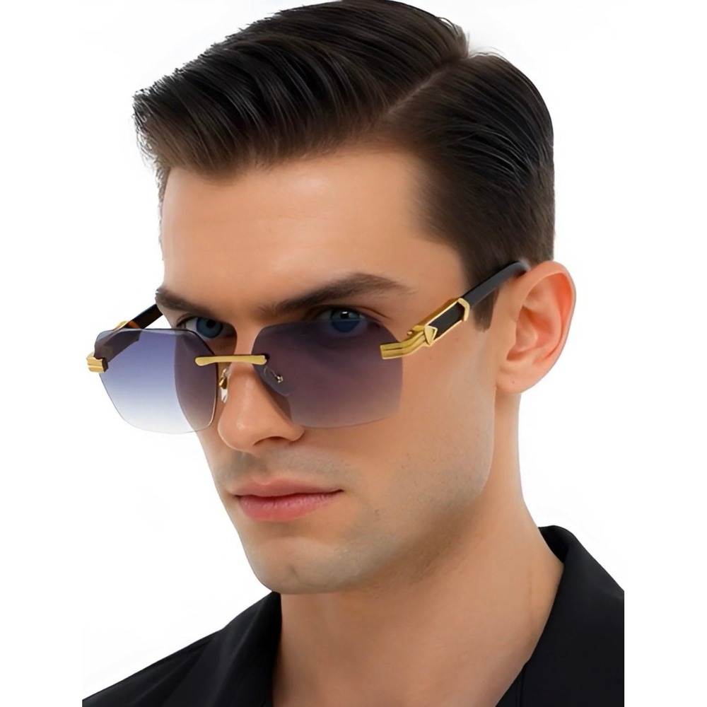 Designer Style Men Sunglasses Gold Festival Classic New Gradient Grey Lens UV400